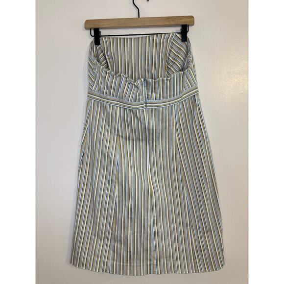 Y2K Vintage Pop Princess Strapless Babydoll Striped Stretch Mini Dress Size 10 - Picture 2 of 5